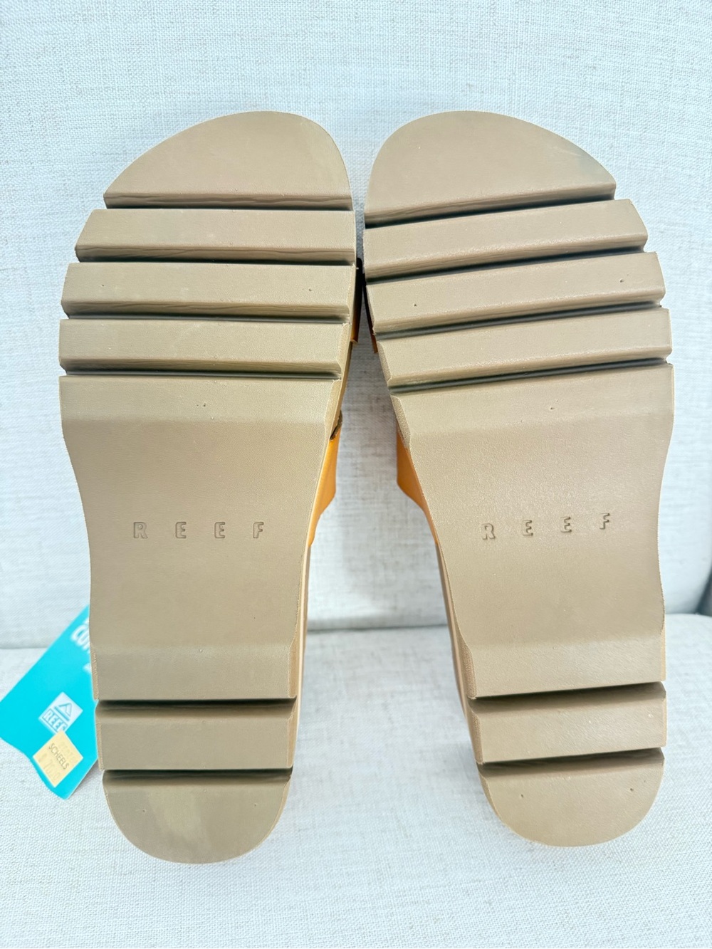 REEF Cushion Vista Hi 2.5 Platform Slide Sandals Natural Womens 9 NEW Cork Tan - Picture 7 of 10